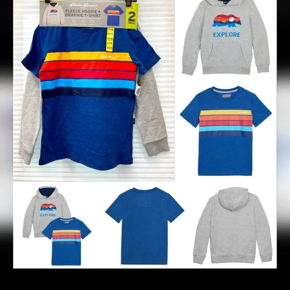 Small 7/8, Eddie Bauer Boys' 2-Pack Camo Hoodie & Tee - Picture 2 of 4